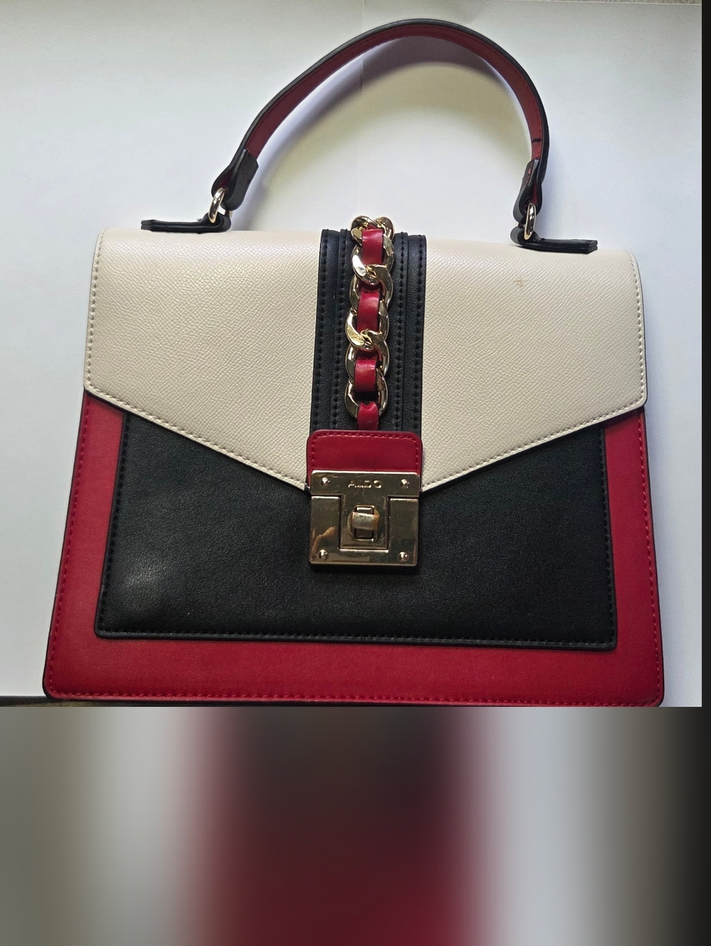 Aldo Women’s Tricolor Leather Top-Handle Bag - Red, Black & Cream